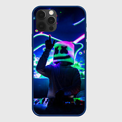 Чехол для iPhone 12 Pro Marshmello: Neon DJ, цвет: 3D-тёмно-синий