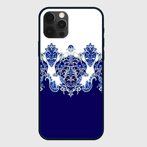 Чехол iPhone 12 Pro Растительный орнамент / 3D-Черный – фото 1