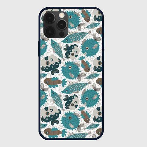 Чехол iPhone 12 Pro Экзотическая рыба морей / 3D-Черный – фото 1