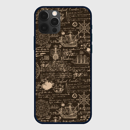 Чехол iPhone 12 Pro Старая рукопись путешественника / 3D-Черный – фото 1