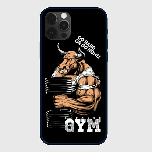 Чехол iPhone 12 Pro Go heavy or go home - bull / 3D-Черный – фото 1