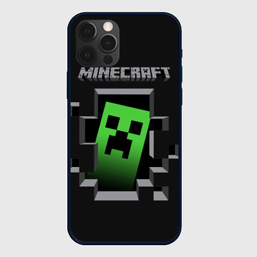 Чехол iPhone 12 Pro Minecraft Creeper / 3D-Черный – фото 1