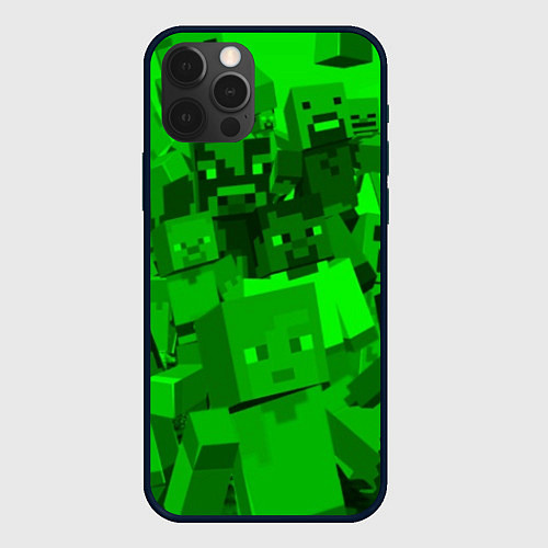 Чехол iPhone 12 Pro Minecraft game characters / 3D-Черный – фото 1