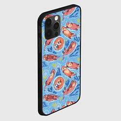 Чехол для iPhone 12 Pro Весёлые дружные выдры, цвет: 3D-черный — фото 2