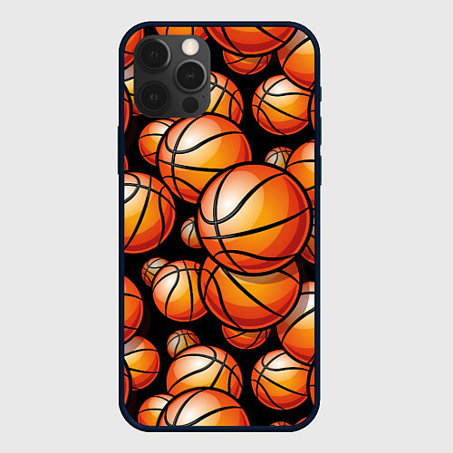 Чехол iPhone 12 Pro Баскетбольные яркие мячи / 3D-Черный – фото 1