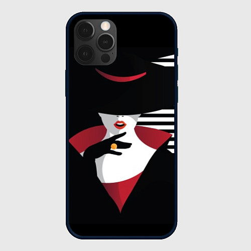 Чехол iPhone 12 Pro Женщина в шляпе поп-арт / 3D-Черный – фото 1