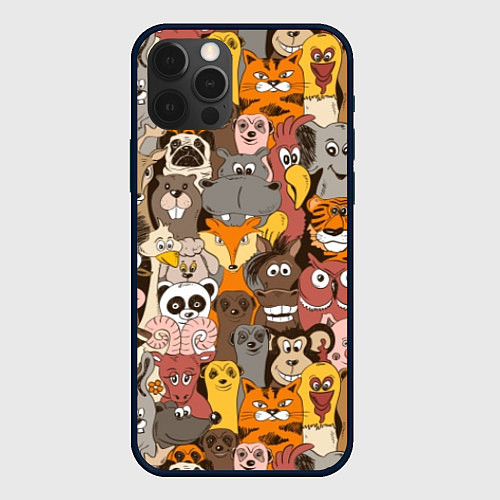 Чехол iPhone 12 Pro Прикольные зверушки / 3D-Черный – фото 1