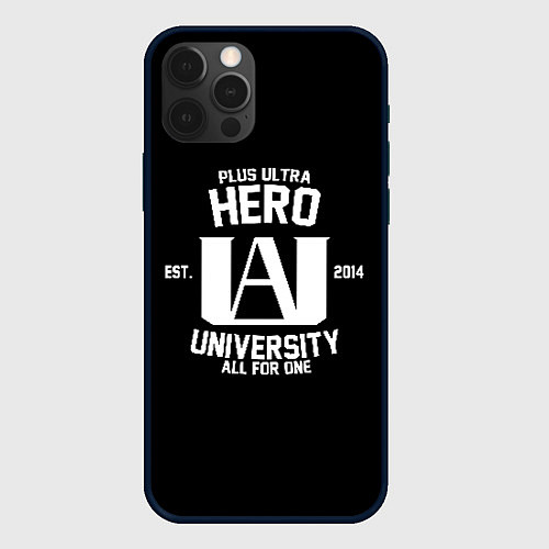 Чехол iPhone 12 Pro My Hero Academia белый лого / 3D-Черный – фото 1