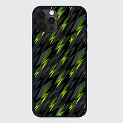 Чехол iPhone 12 Pro Зеленые молнии паттерн