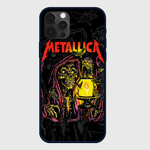 Чехол iPhone 12 Pro Metallica скеленон со свечкой / 3D-Черный – фото 1