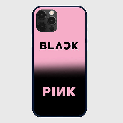 Чехол iPhone 12 Pro Blackpink - розово-черный / 3D-Черный – фото 1