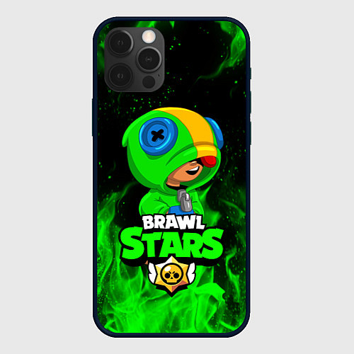 Чехол iPhone 12 Pro BRAWL STARS LEON ЛЕОН ЗЕЛЁНЫЙ ОГОНЬ / 3D-Черный – фото 1