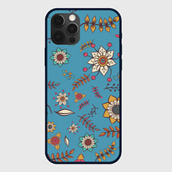 Чехол для iPhone 12 Pro Цветочный рай узор, цвет: 3D-черный