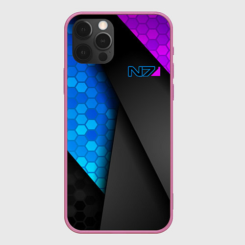 Чехол iPhone 12 Pro Mass Effect N7 / 3D-Малиновый – фото 1