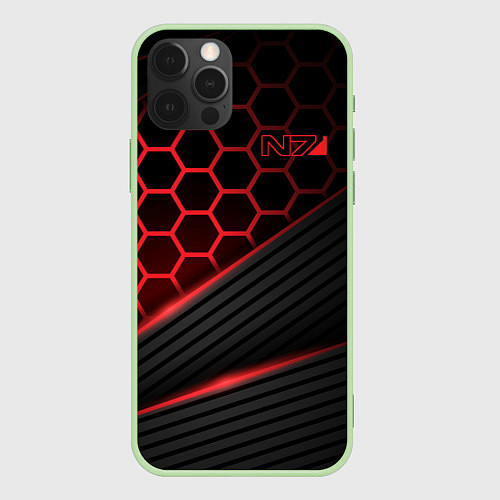 Чехол iPhone 12 Pro Mass Effect N7 / 3D-Салатовый – фото 1