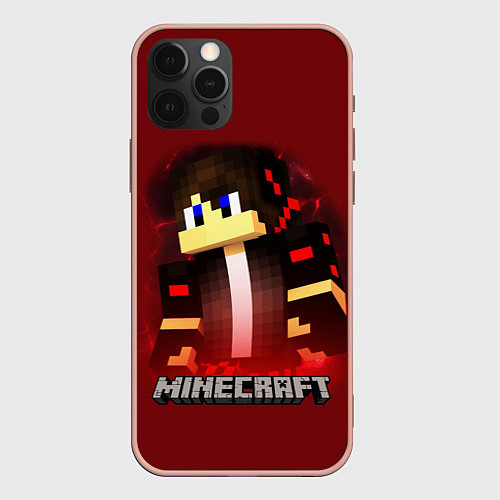 Чехол iPhone 12 Pro MINECRAFT / 3D-Светло-розовый – фото 1