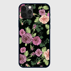Чехол для iPhone 12 Pro Кусты роз, цвет: 3D-черный