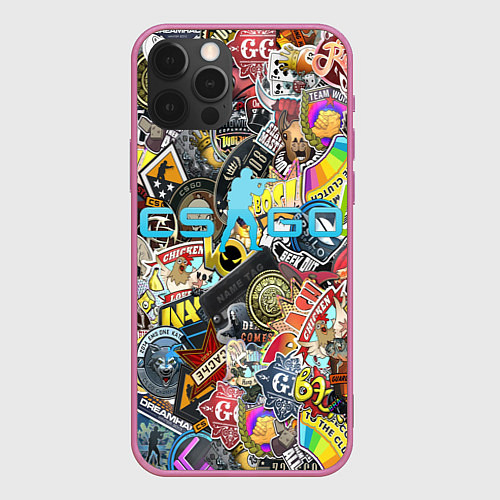 Чехол iPhone 12 Pro CS GO / 3D-Малиновый – фото 1