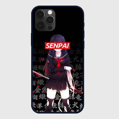 Чехол iPhone 12 Pro SENPAI ANIME / 3D-Черный – фото 1