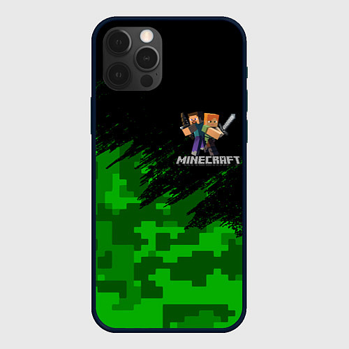 Чехол iPhone 12 Pro MINECRAFT / 3D-Черный – фото 1