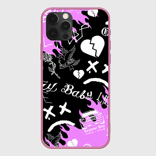 Чехол iPhone 12 Pro LIL PEEP / 3D-Малиновый – фото 1