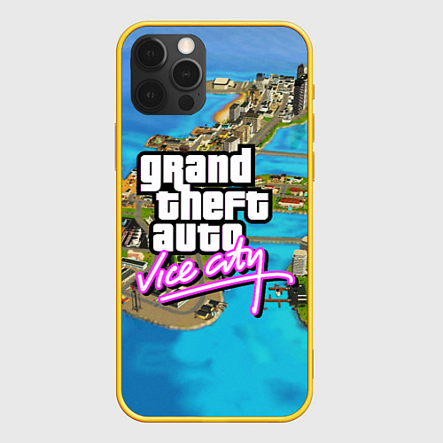 Чехол iPhone 12 Pro GRAND THEFT AUTO:VICE CITY / 3D-Желтый – фото 1