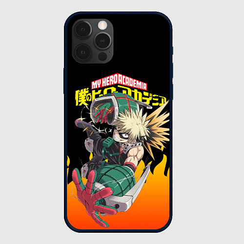 Чехол iPhone 12 Pro MY HERO ACADEMIA яркое пламя / 3D-Черный – фото 1