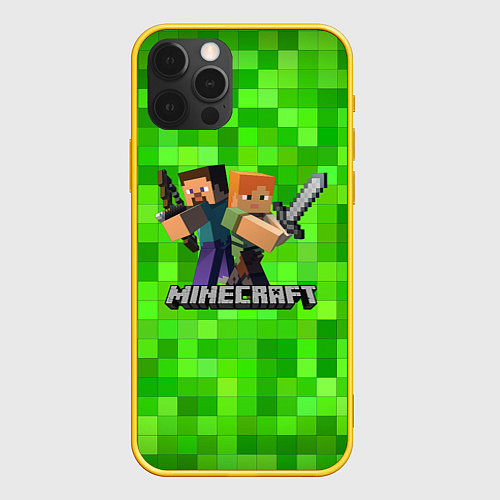 Чехол iPhone 12 Pro MINECRAFT / 3D-Желтый – фото 1