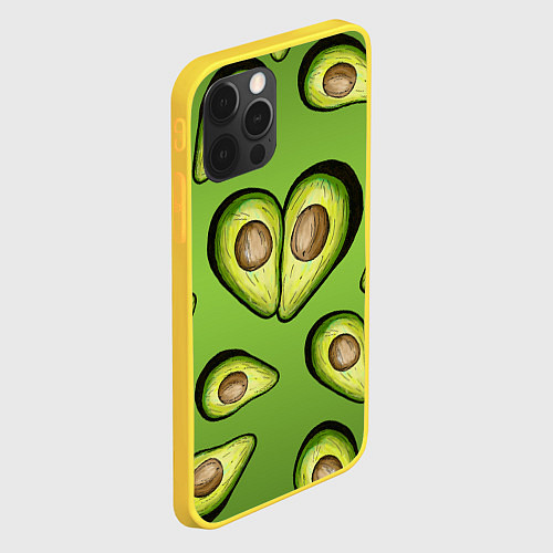 Чехол iPhone 12 Pro Люблю авокадо / 3D-Желтый – фото 2