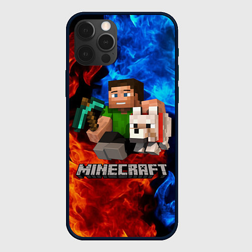 Чехол iPhone 12 Pro MINECRAFT / 3D-Черный – фото 1