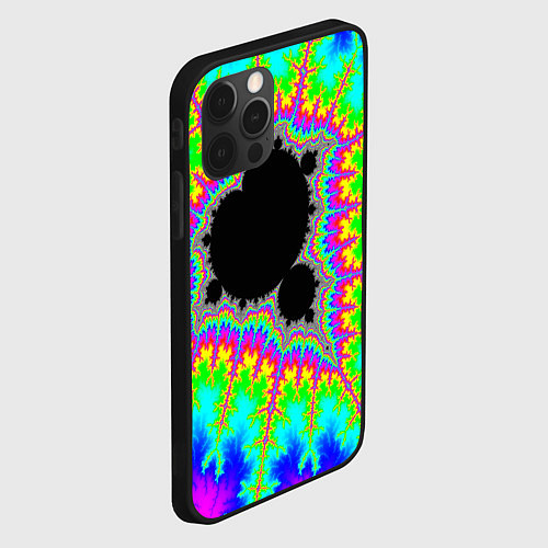 Чехол iPhone 12 Pro Фрактальная кислотная черная дыра - множество Манд / 3D-Черный – фото 2