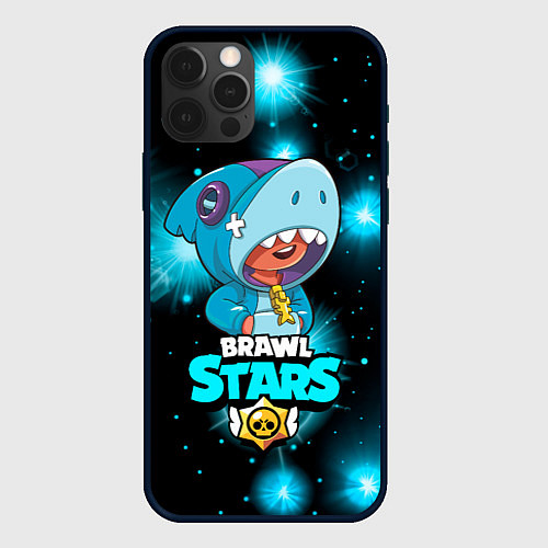 Чехол iPhone 12 Pro Brawl stars leon shark / 3D-Черный – фото 1