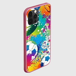 Чехол для iPhone 12 Pro Football Paints, цвет: 3D-малиновый — фото 2