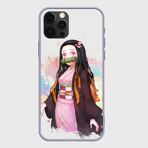 Чехол iPhone 12 Pro KIMETSU NO YAIBA / 3D-Светло-сиреневый – фото 1