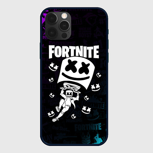 Чехол iPhone 12 Pro Fortnite x Marshmello x Games / 3D-Черный – фото 1