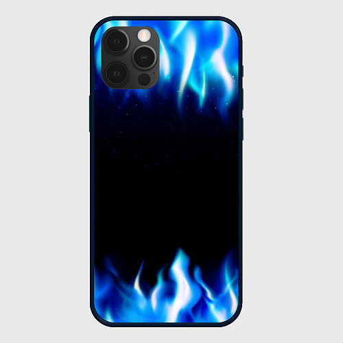 Чехол iPhone 12 Pro Синий Огонь / 3D-Черный – фото 1
