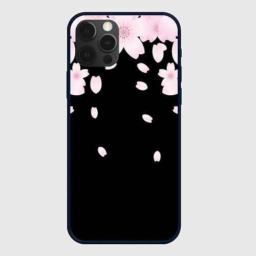 Чехол iPhone 12 Pro САКУРА / 3D-Черный – фото 1