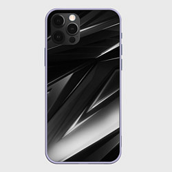 Чехол для iPhone 12 Pro GEOMETRY STRIPES BLACK & WHITE, цвет: 3D-светло-сиреневый