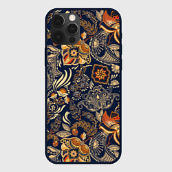 Чехол для iPhone 12 Pro Узор орнамент цветы этно, цвет: 3D-черный