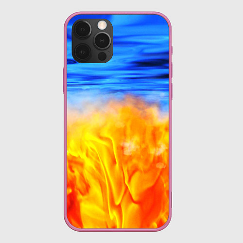 Чехол iPhone 12 Pro ЛЕД И ПЛАМЯ / 3D-Малиновый – фото 1