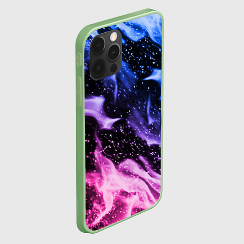 Чехол iPhone 12 Pro НЕОНОВЫЙ ОГОНЬ / 3D-Салатовый – фото 2