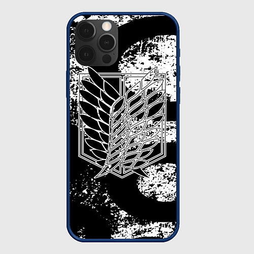 Чехол iPhone 12 Pro Attack on titan / 3D-Тёмно-синий – фото 1