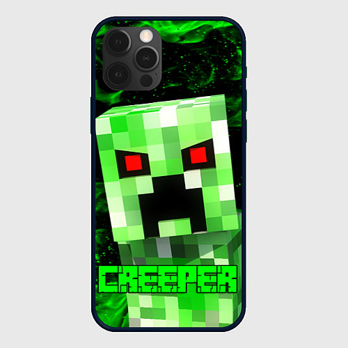 Чехол iPhone 12 Pro MINECRAFT CREEPER / 3D-Черный – фото 1