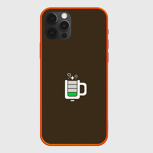 Чехол iPhone 12 Pro Батарейка заряд чашка кофе / 3D-Красный – фото 1