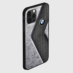 Чехол для iPhone 12 Pro BMW - emblem - metal - texture, цвет: 3D-черный — фото 2