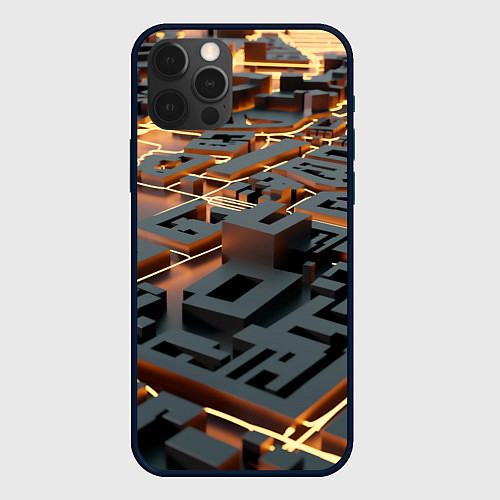Чехол iPhone 12 Pro 3D абстрактная схема / 3D-Черный – фото 1