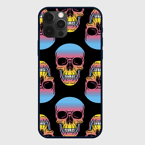 Чехол iPhone 12 Pro Neon skull! / 3D-Черный – фото 1