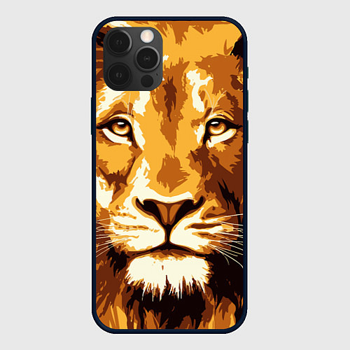 Чехол iPhone 12 Pro Взгляд льва / 3D-Черный – фото 1