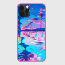 Чехол для iPhone 12 Pro ГАВАЙИ ГЛИТЧ, цвет: 3D-малиновый