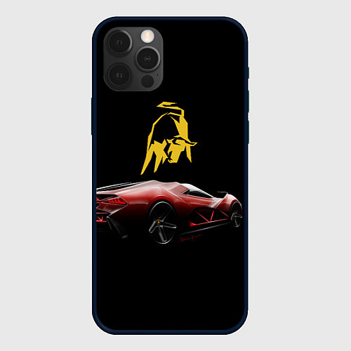 Чехол iPhone 12 Pro Lamborghini - motorsport / 3D-Черный – фото 1